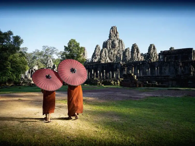 Ancient Temples and present day monks, 