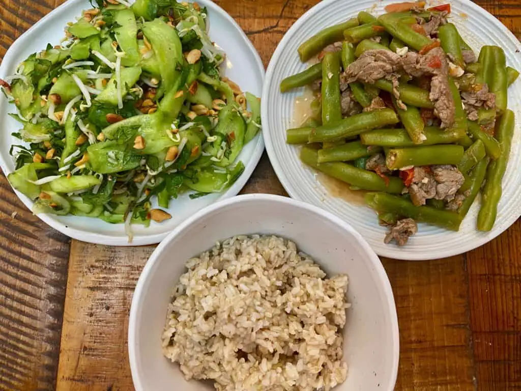 Vietnamese Cucumber Salad and stir-fry beef