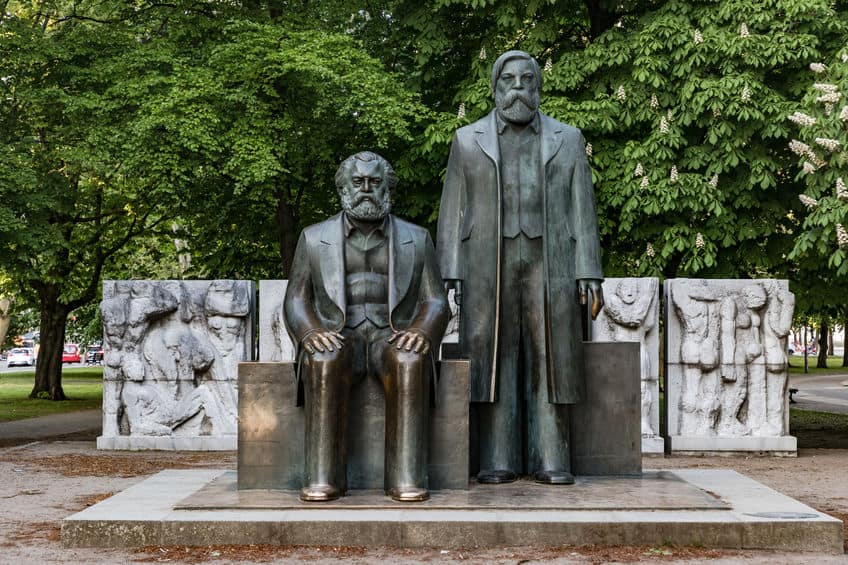The bronze monument of Karl Marx and Friedrich Engels in Berlin-Mitte