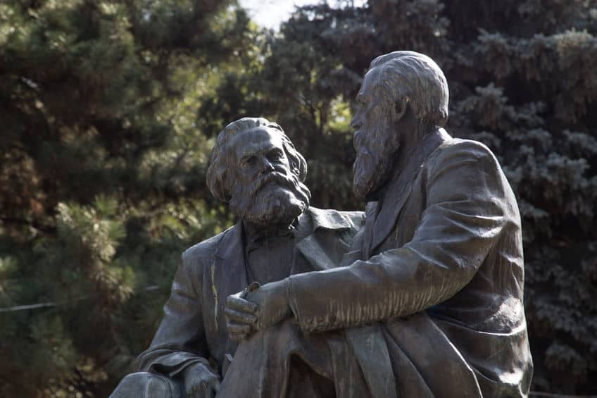 Statue of Karl Marx and Friedrich Engels in Bishkek, Kyrgyzstan