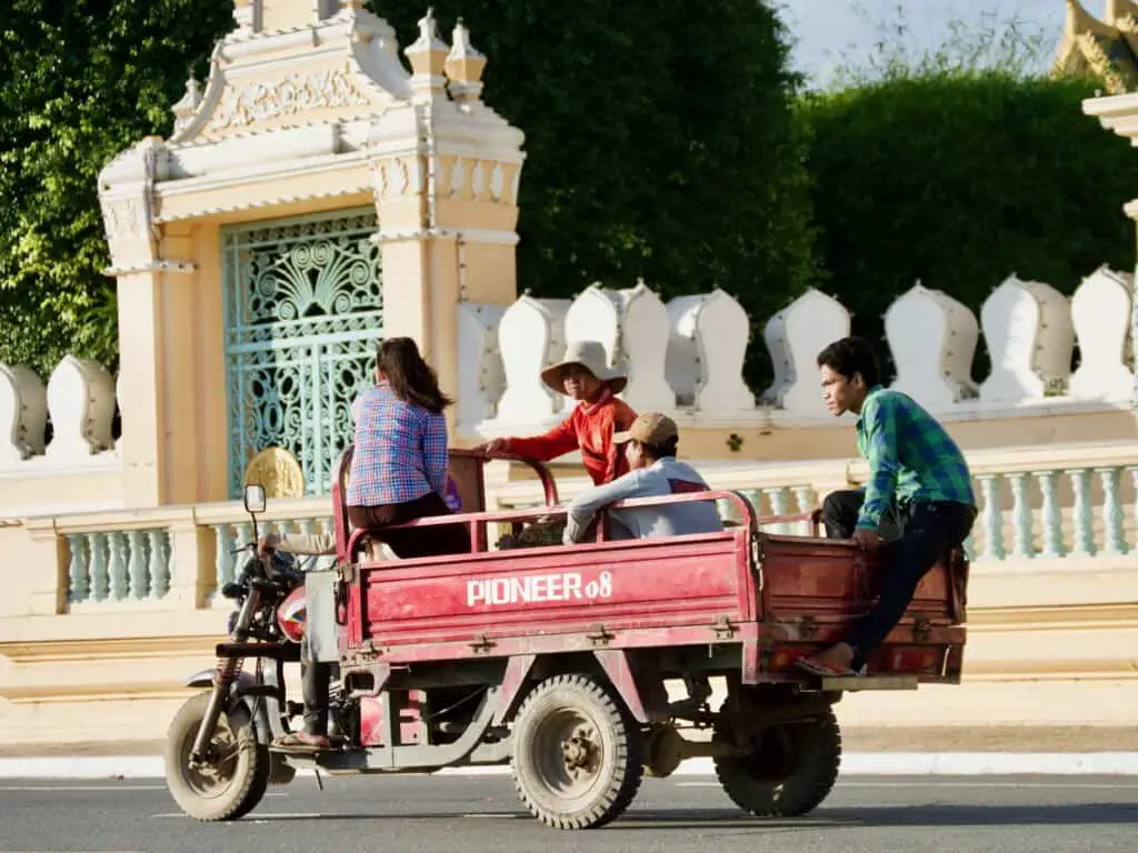 Laborers on their way to work