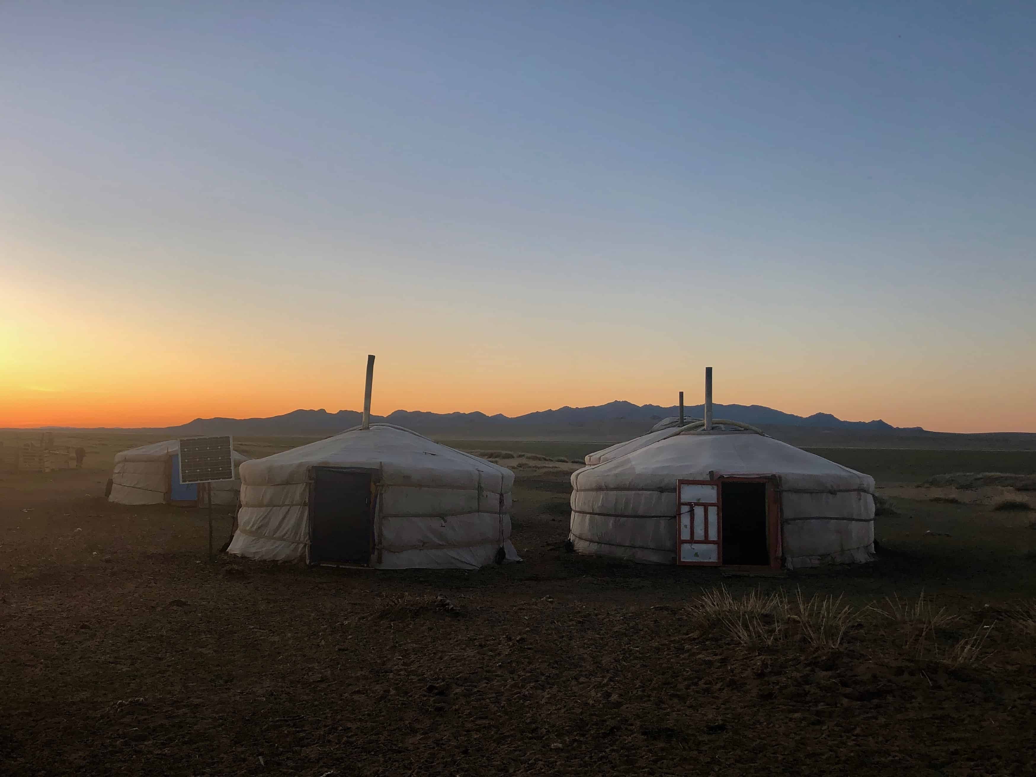Ger camp at night, Mongolia