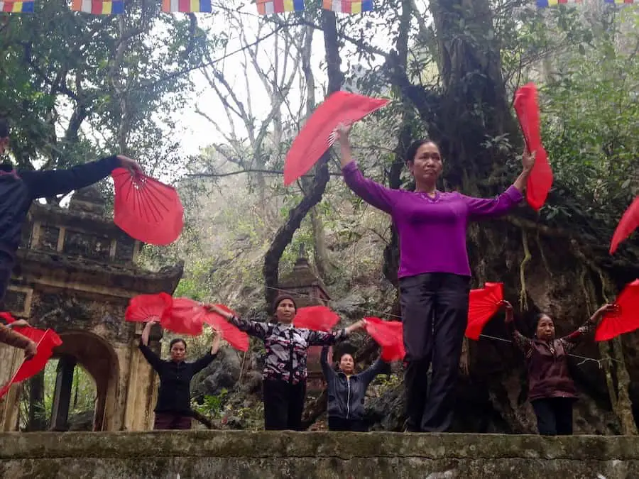 Fan dancing, outside Hanoi Vietnam