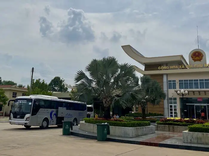 Buses at Moc Bai Border Vietnam