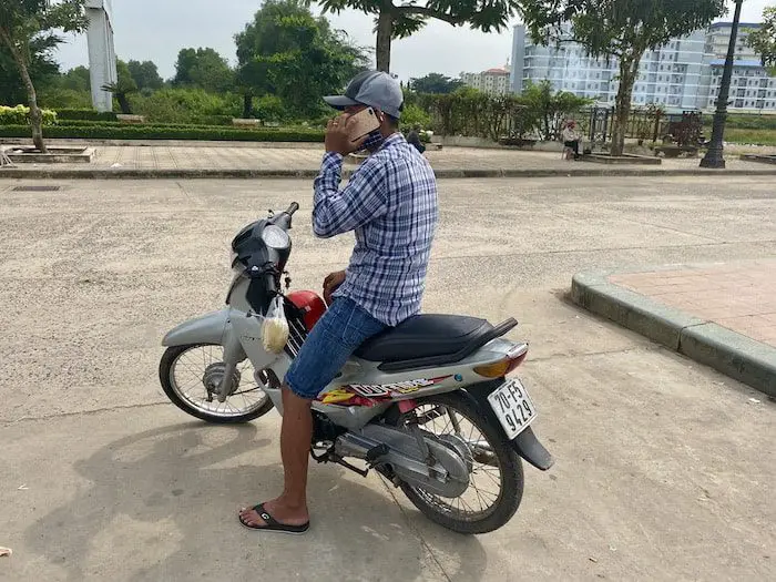 Motorcycle drivers at Moc Bai