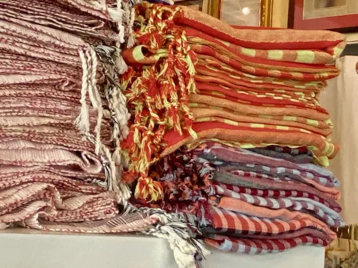 A stack of Krama scarves for sale in Phnom Penh, Cambodia.