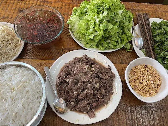 Ingredients for Bun Bo Nam Bo