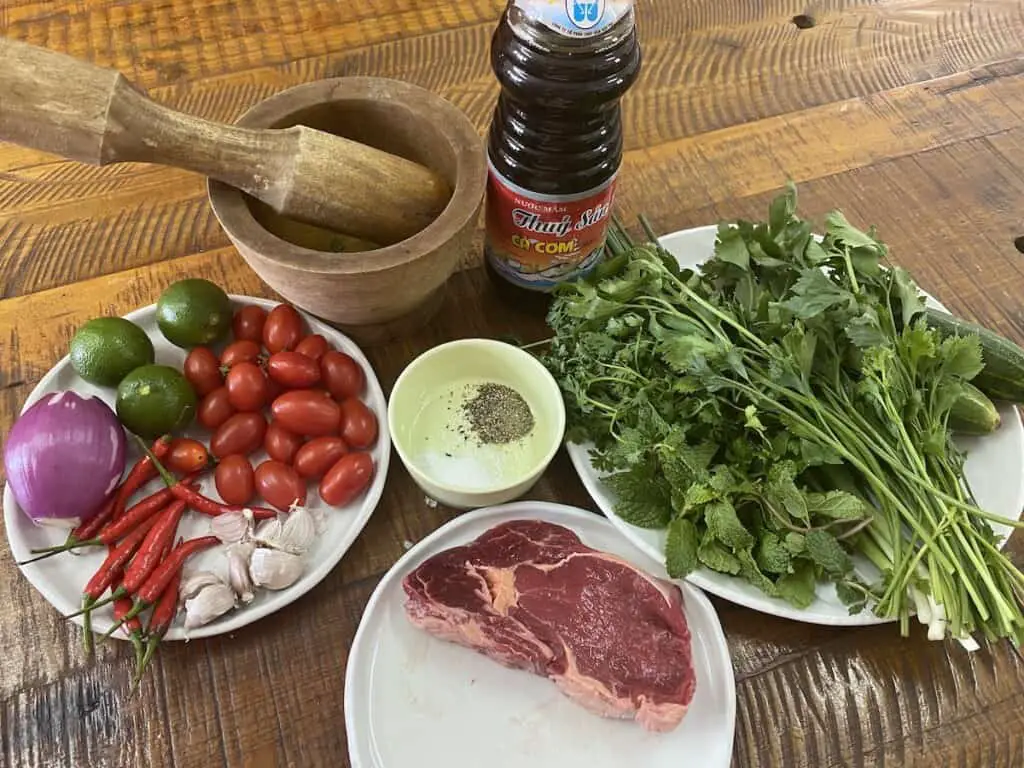 Spicy Thai Beef Salad (Yam Nuea) Ingredients