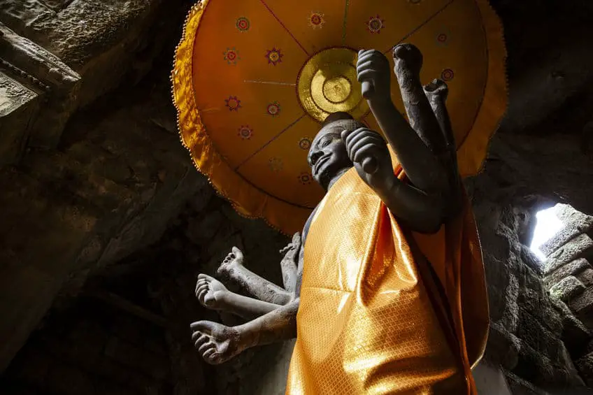 Vishnu god statue in Angkor Wat in Siem Reap, Cambodia