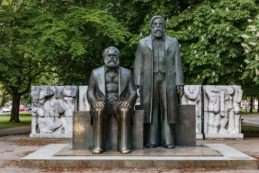 The bronze monument of Karl Marx and Friedrich Engels in Berlin-Mitte