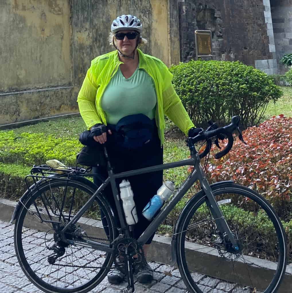 Anita Hummel on a bike ride near the Old Quarters of Hanoi, Vietnam.