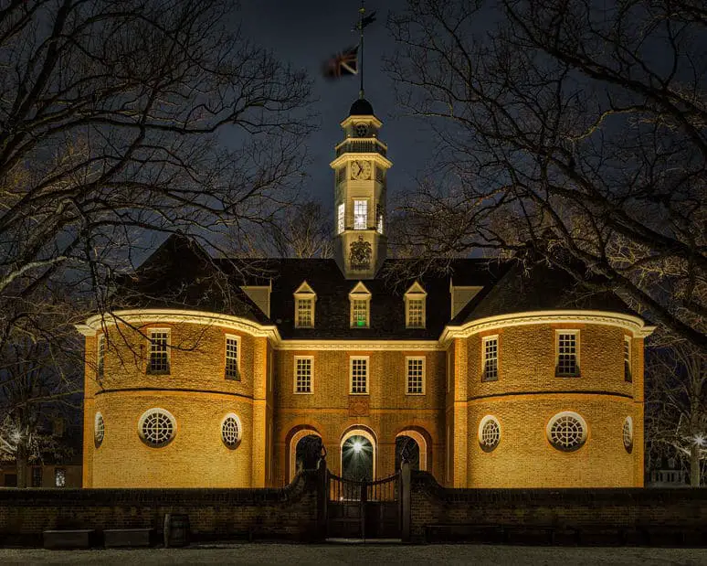 View of the Capital At Night, Colonial Williamsburg