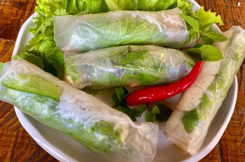 Vietnamese Vegan Fresh Spring Rolls With Vietnamese Dipping Sauces