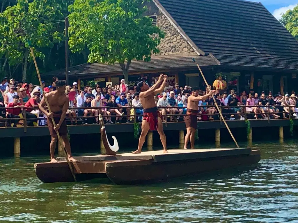 Dancing on Boat At Polynesian Cultural Center 