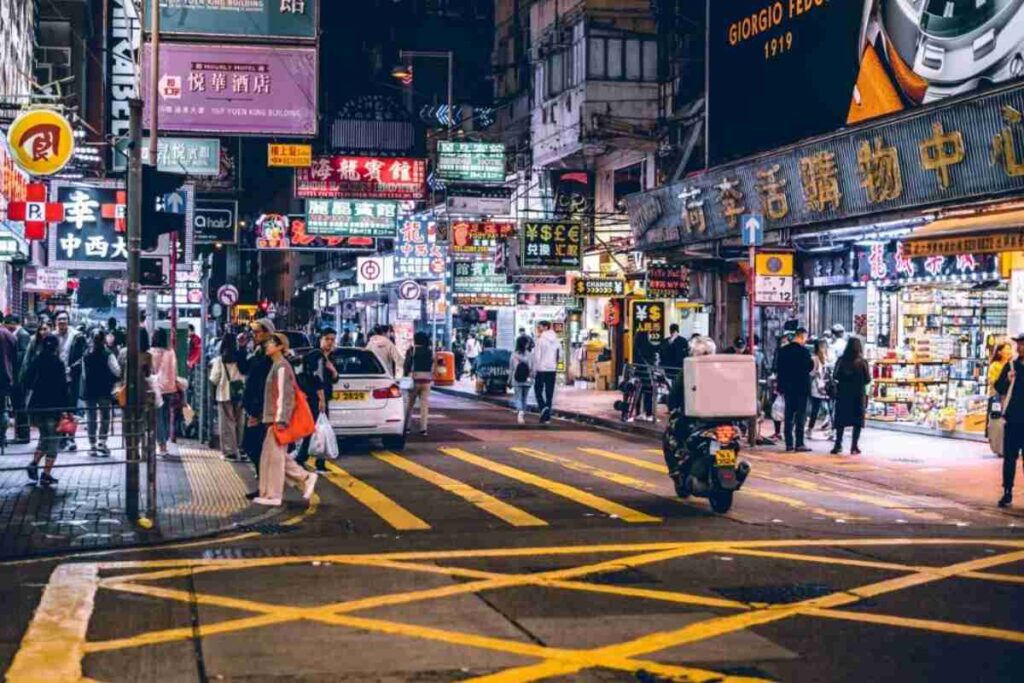 The Nightlife In Public Market In Hong Kong