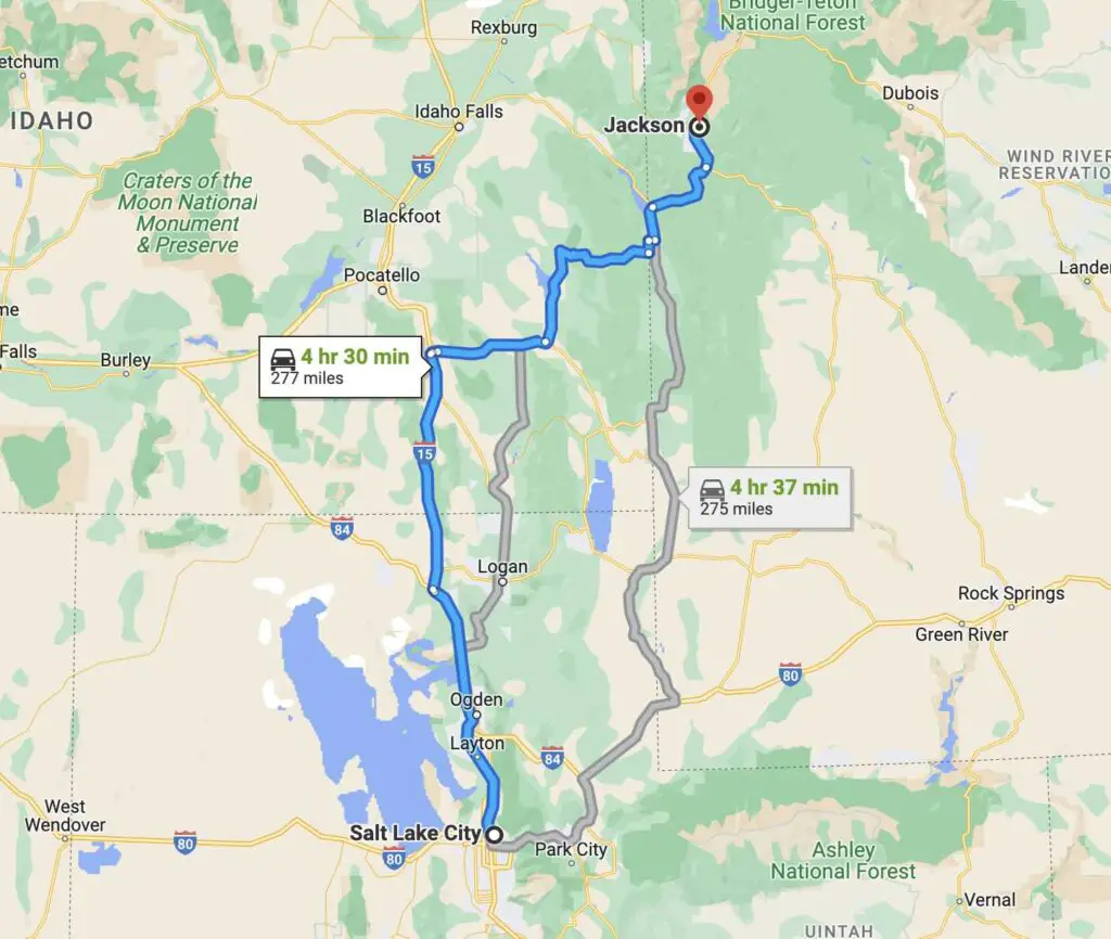 Salt Lake City To Jackson Hole Google Maps