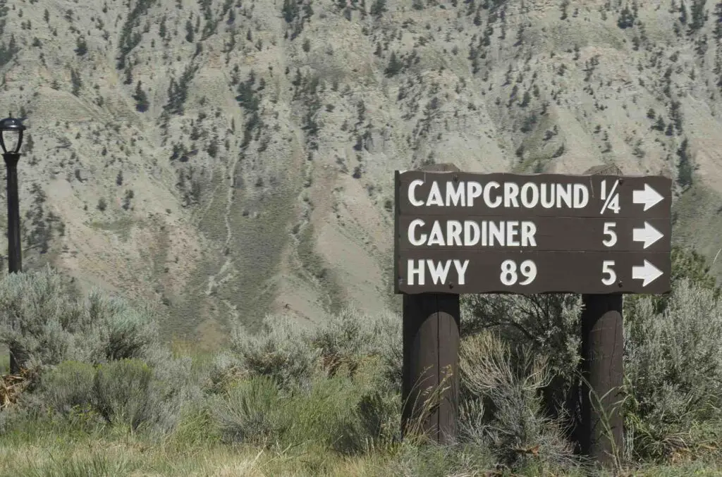 Campground In Yellowstone Sign