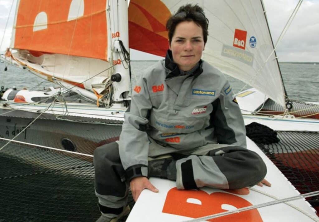 a woman sitting on a boat