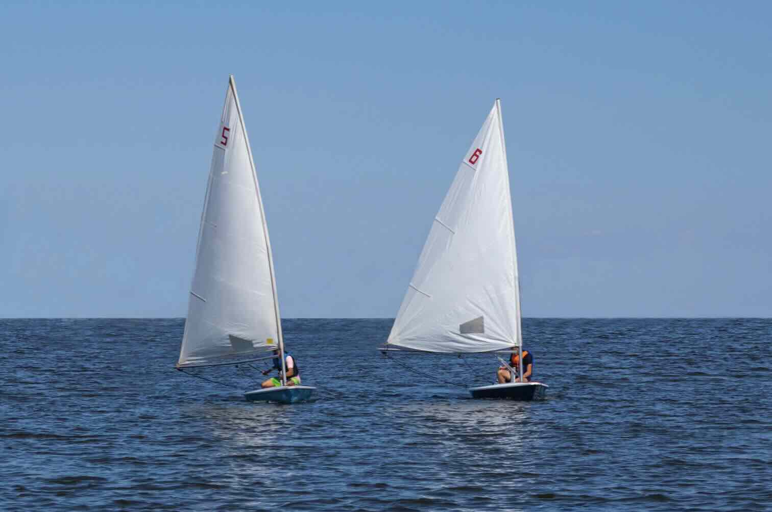 two people sailing on the water