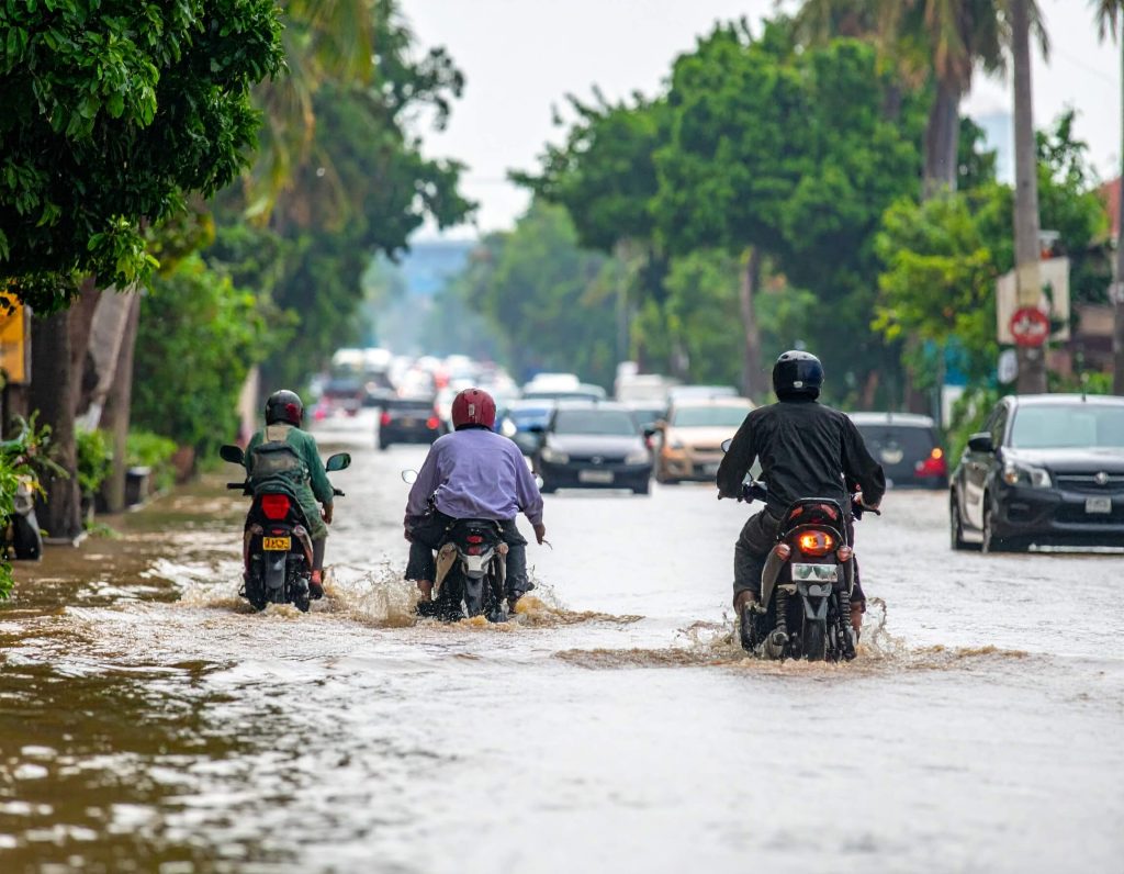 Flooding In Hanoi makes driving the streets very difficult.