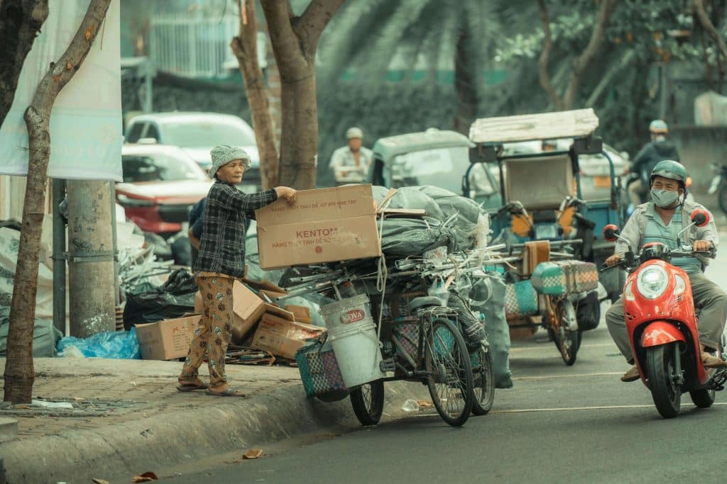 Vietnamese roads are bustling with motorcycles.