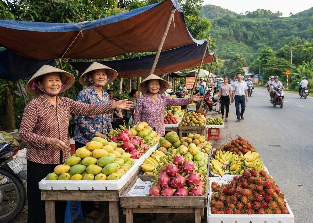 Selling fruit in Vietnam