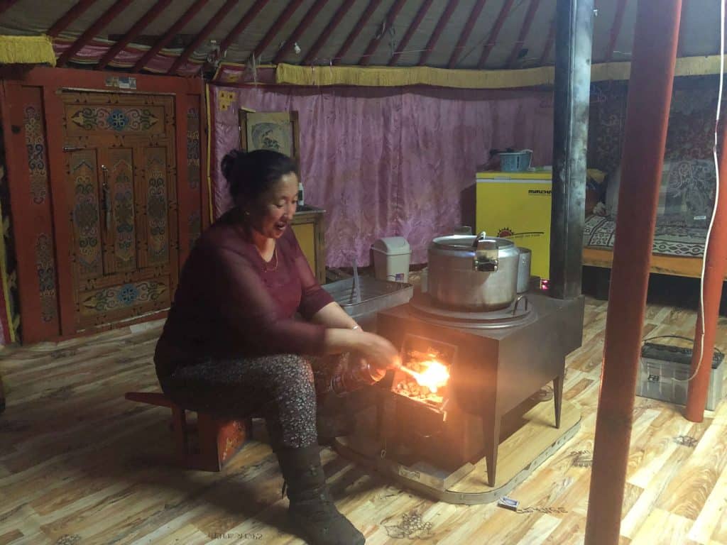 Cooking inside a Mongolia Ger (Yurt)