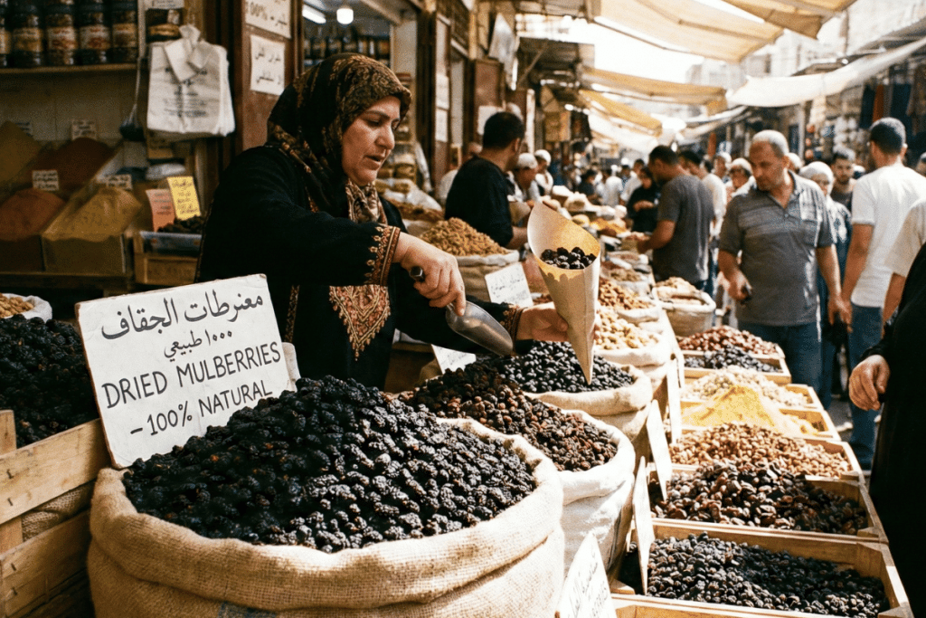 Dried fruit at the market. 