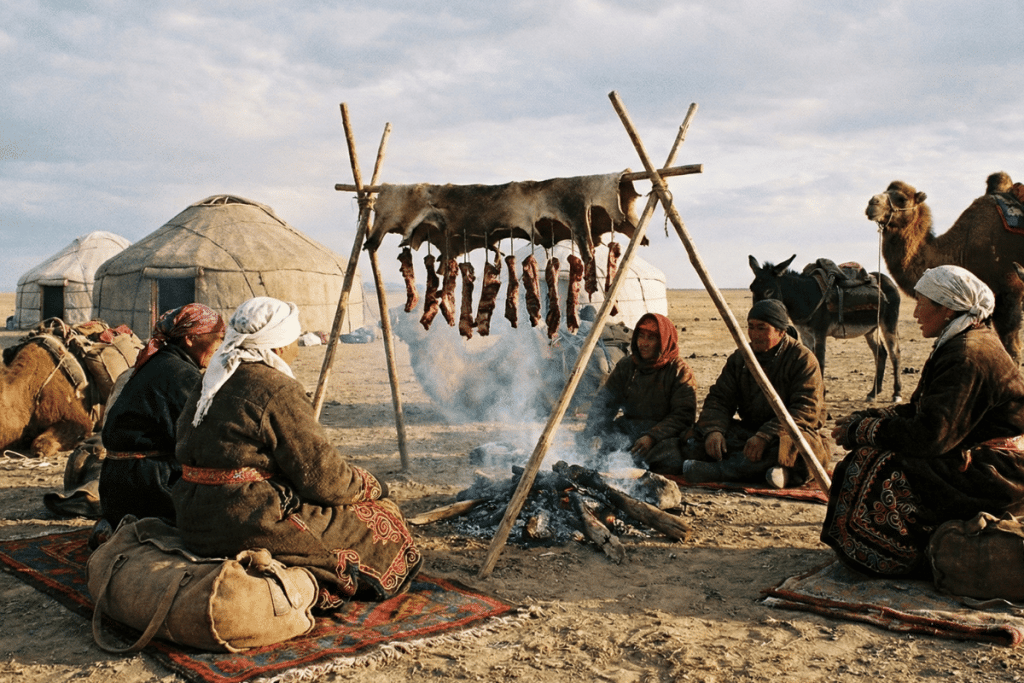 Nomadic Tribes Smoking Meat.  