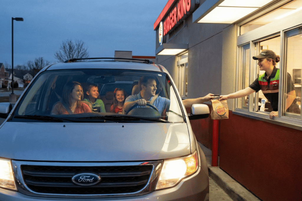 American Family Ordering Fast Food