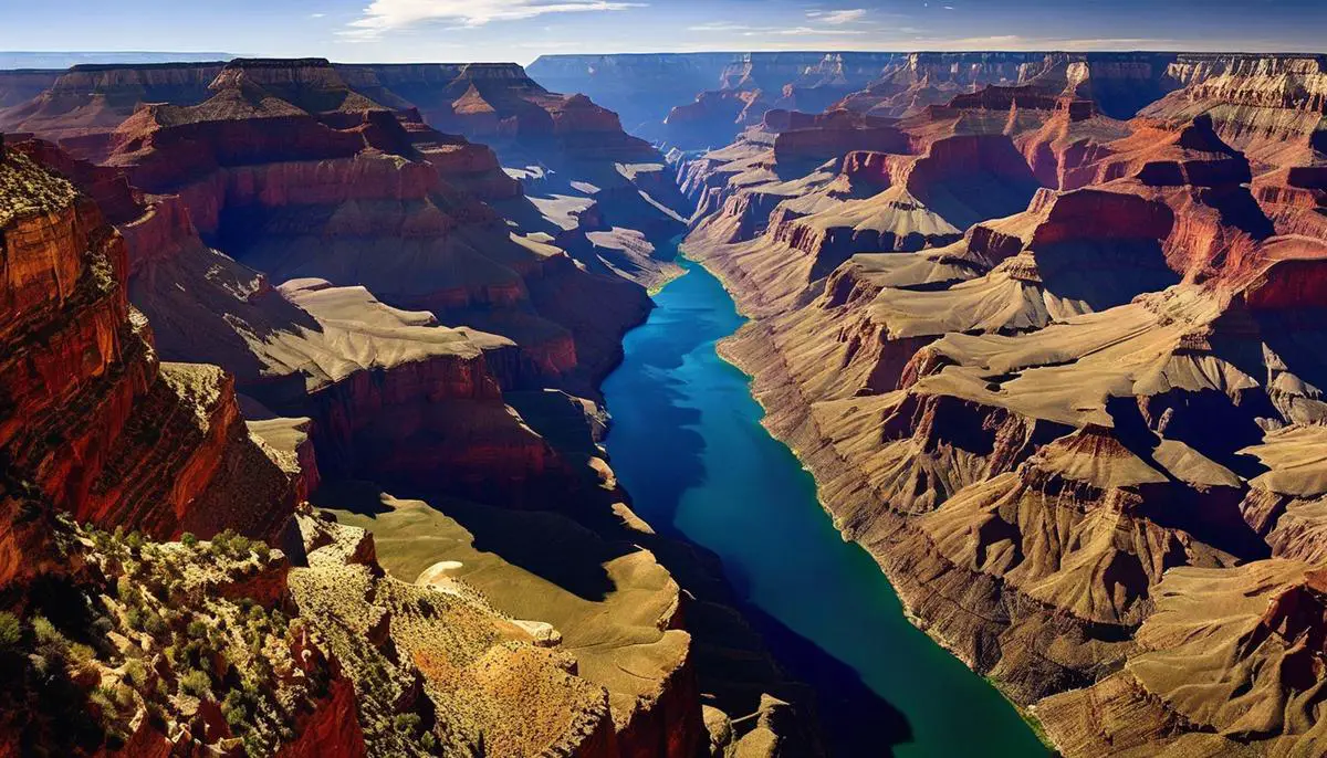 A breathtaking view of the Grand Canyon, showcasing its vastness and beauty
